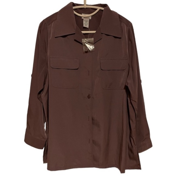 Purple Button Down Blouse 14PW - Picture 1 of 7